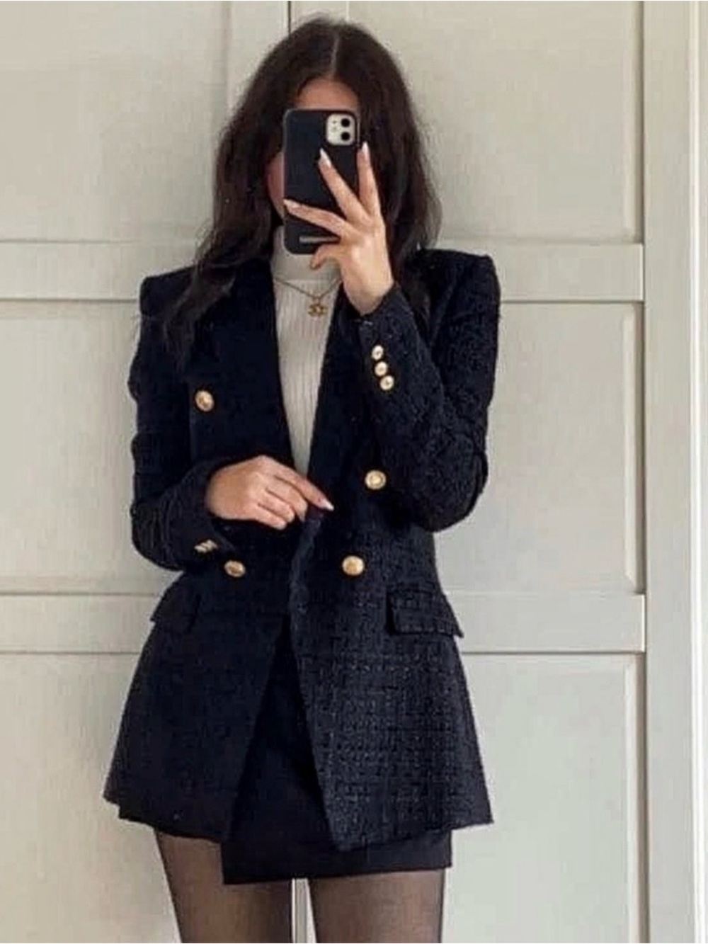 Zara NWT RARE Timeless Classic Minimalist Tailored Tweed Textured Runway Jacket - Picture 3 of 14